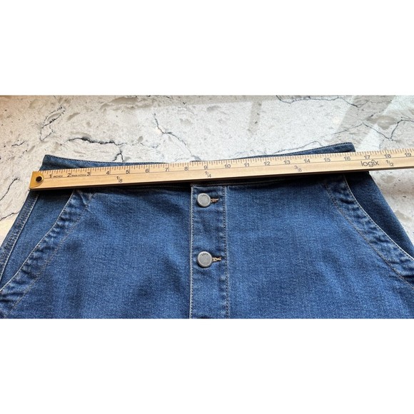 Loft Womens Size 12 Denim Button Down Mini Pencil Skirt Side and Back Po… - Picture 6 of 8